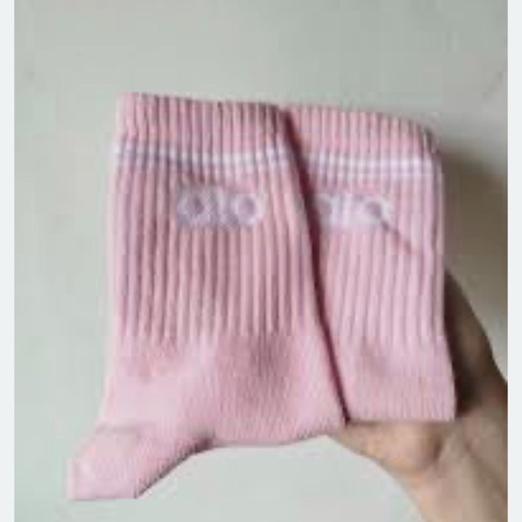 Alo Pink Crew Socks - Picture 2 of 5